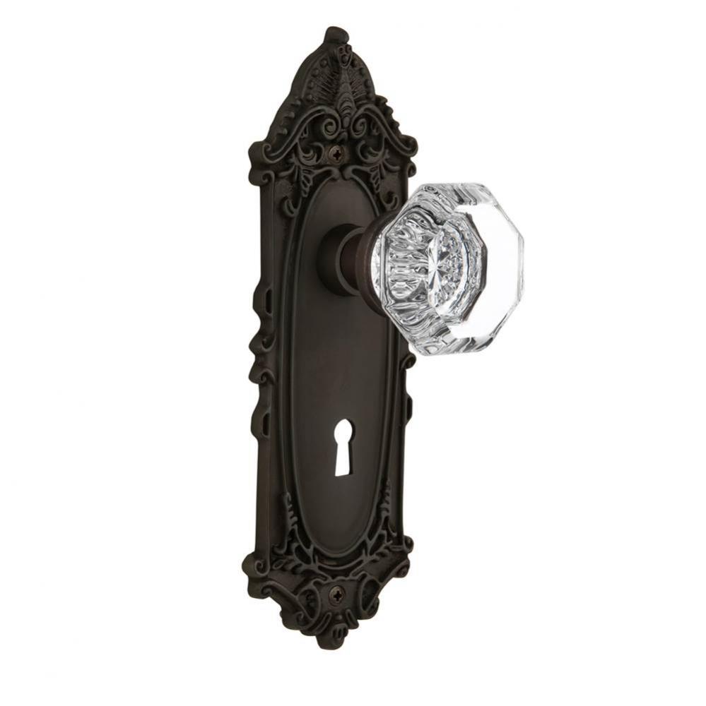 Nostalgic Warehouse Victorian Plate with Keyhole Privacy Waldorf Door Knob in Oil-Rubbed Bronze