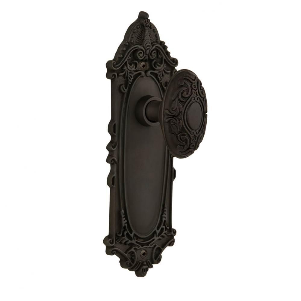 Nostalgic Warehouse Victorian Plate Privacy Victorian Door Knob in Oil-Rubbed Bronze