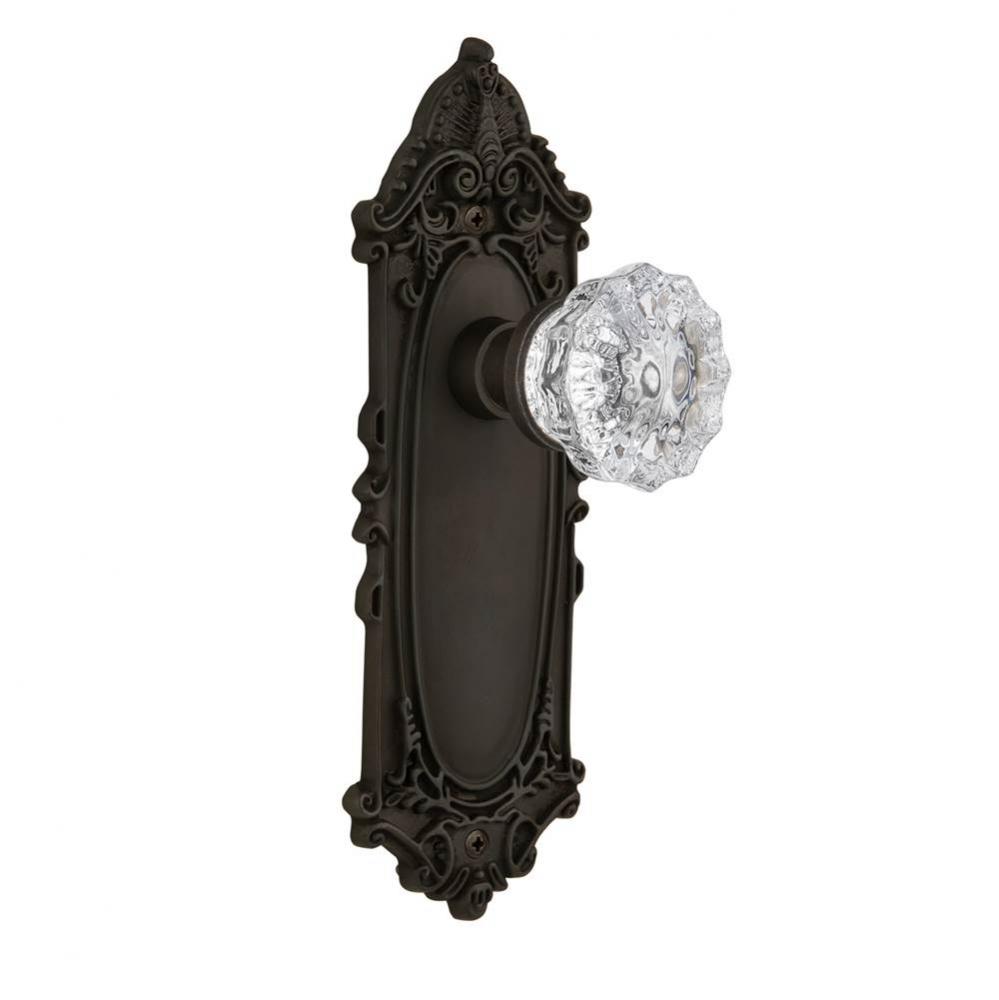 Nostalgic Warehouse Victorian Plate Privacy Crystal Glass Door Knob in Oil-Rubbed Bronze
