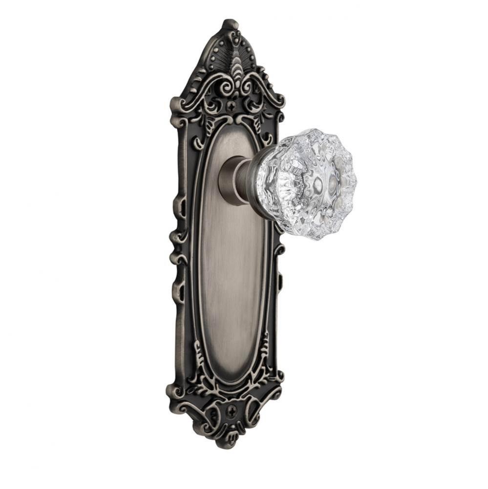 Nostalgic Warehouse Victorian Plate Double Dummy Crystal Glass Door Knob in Antique Pewter