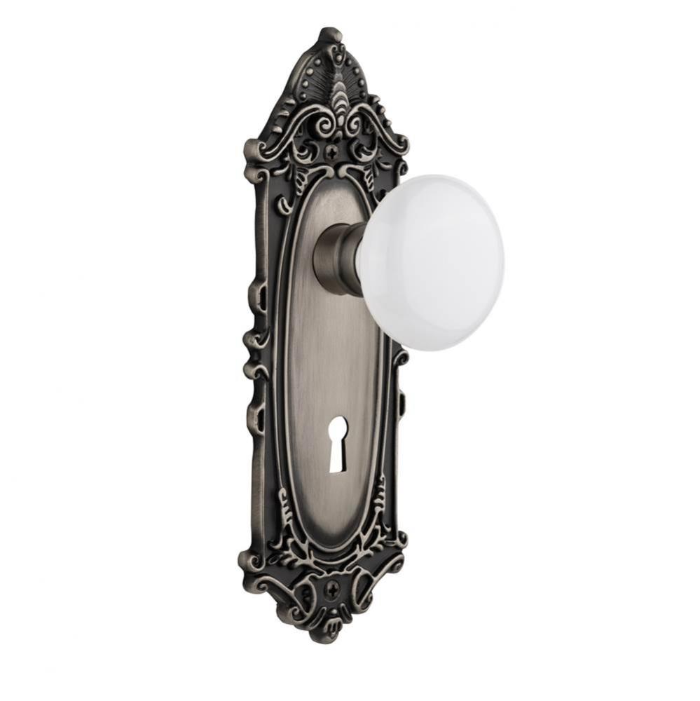 Nostalgic Warehouse Victorian Plate with Keyhole Single Dummy White Porcelain Door Knob in Antique