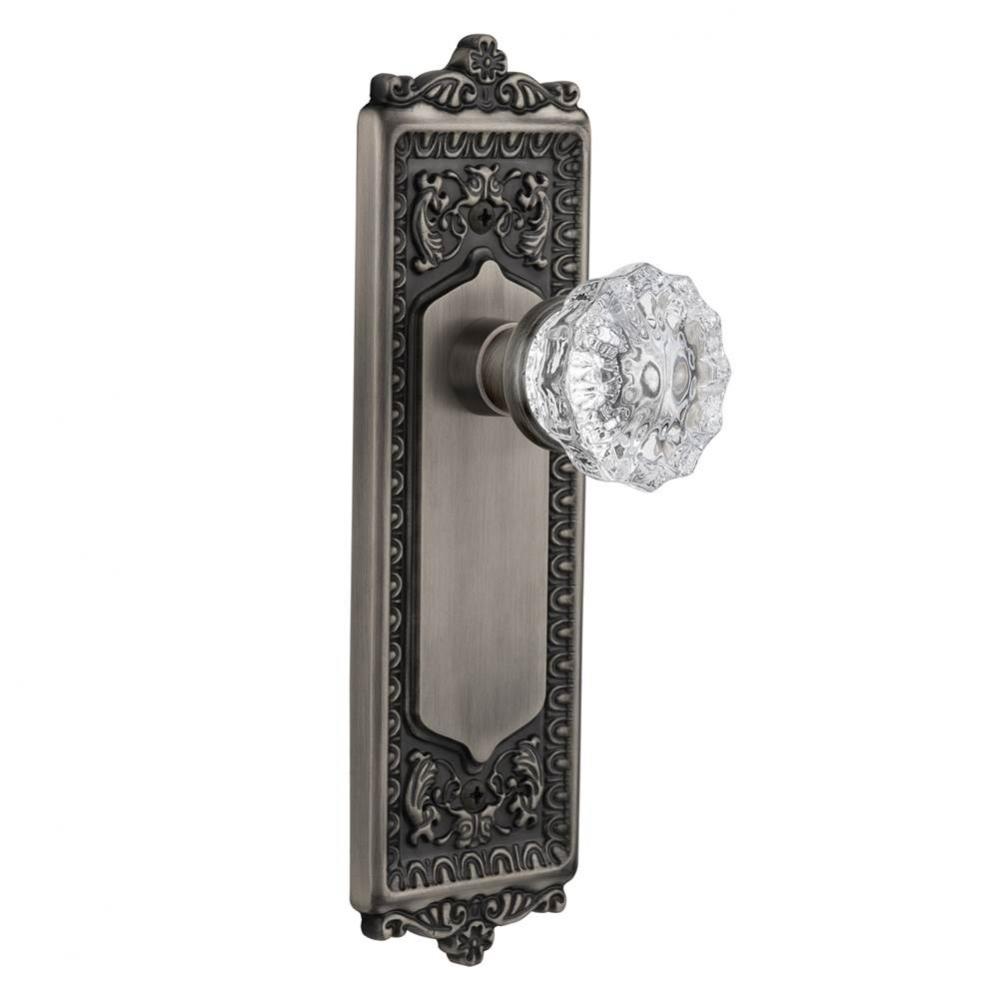 Nostalgic Warehouse Egg & Dart Plate Double Dummy Crystal Glass Door Knob in Antique Pewter