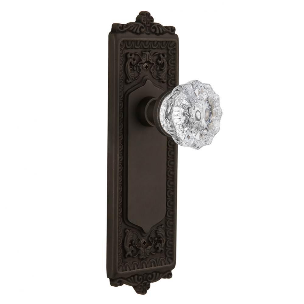 Nostalgic Warehouse Egg & Dart Plate Single Dummy Crystal Glass Door Knob in Oil-Rubbed Bronze