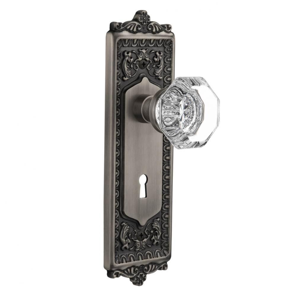 Nostalgic Warehouse Egg & Dart Plate with Keyhole Privacy Waldorf Door Knob in Antique Pewter