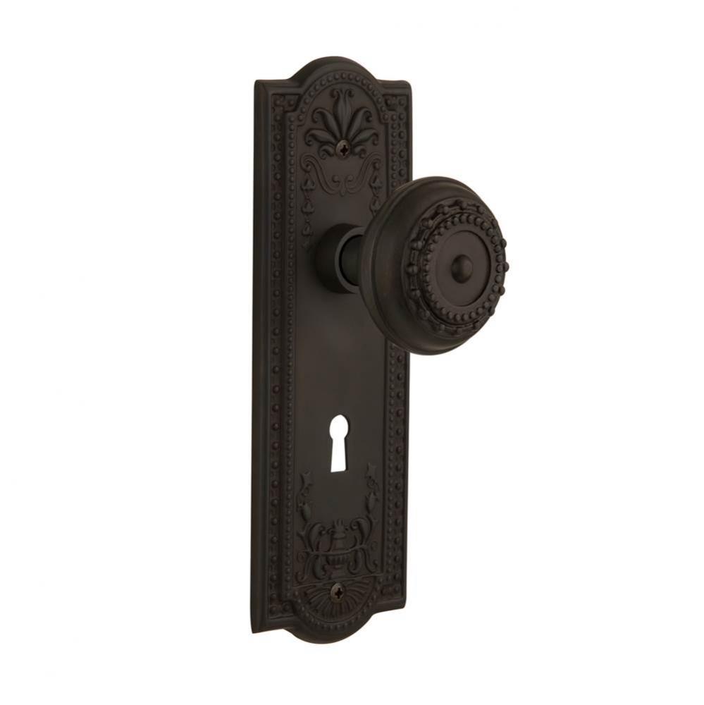 Nostalgic Warehouse Meadows Plate with Keyhole Passage Meadows Door Knob in Oil-Rubbed Bronze