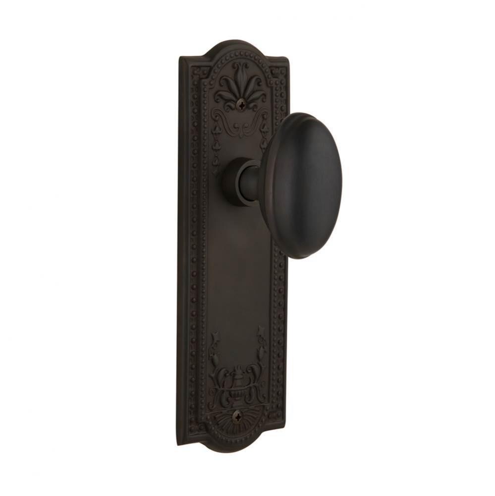 Nostalgic Warehouse Meadows Plate Privacy Homestead Door Knob in Oil-Rubbed Bronze
