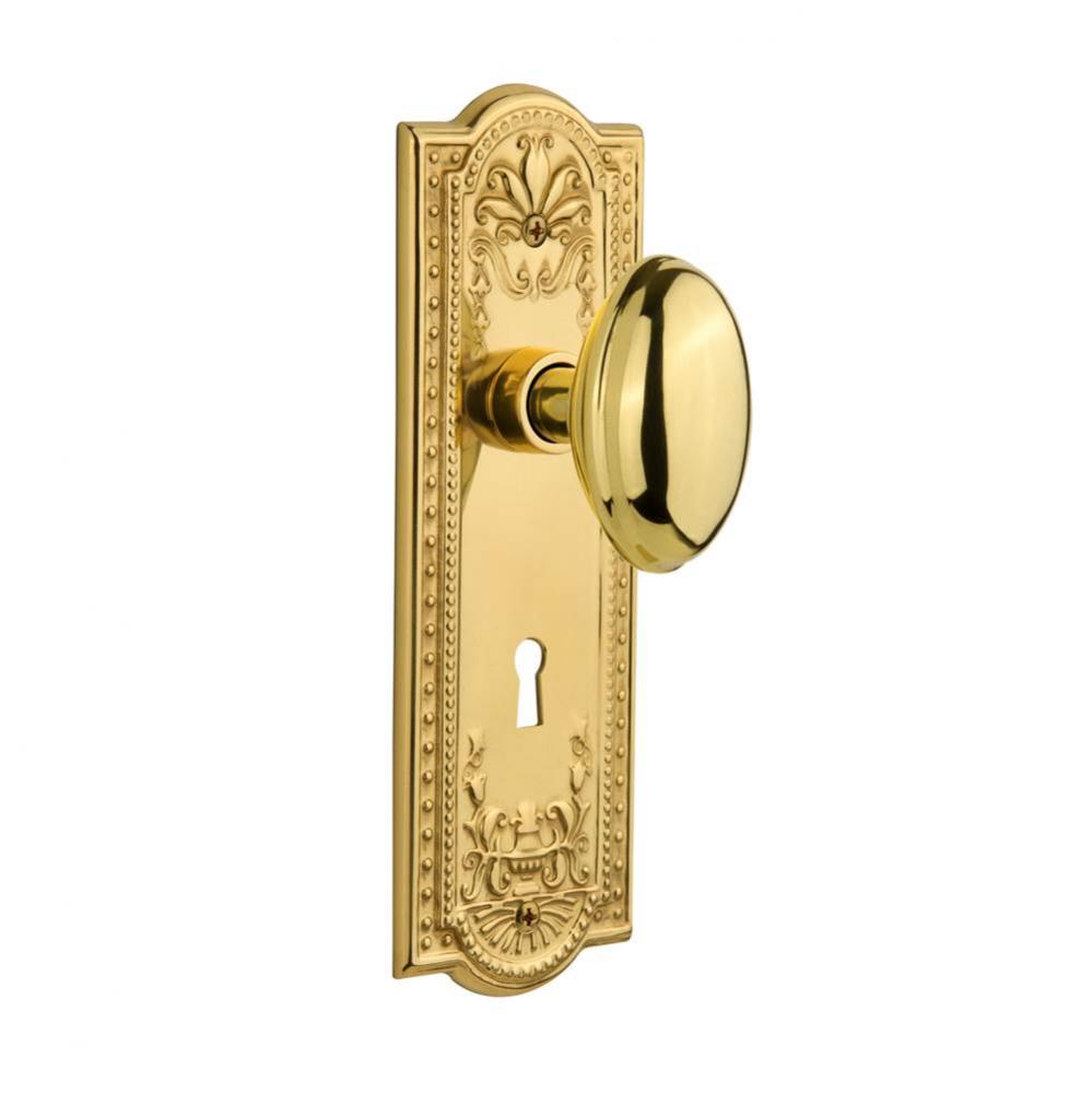 Nostalgic Warehouse Meadows Plate with Keyhole Privacy Homestead Door Knob in Polished Brass