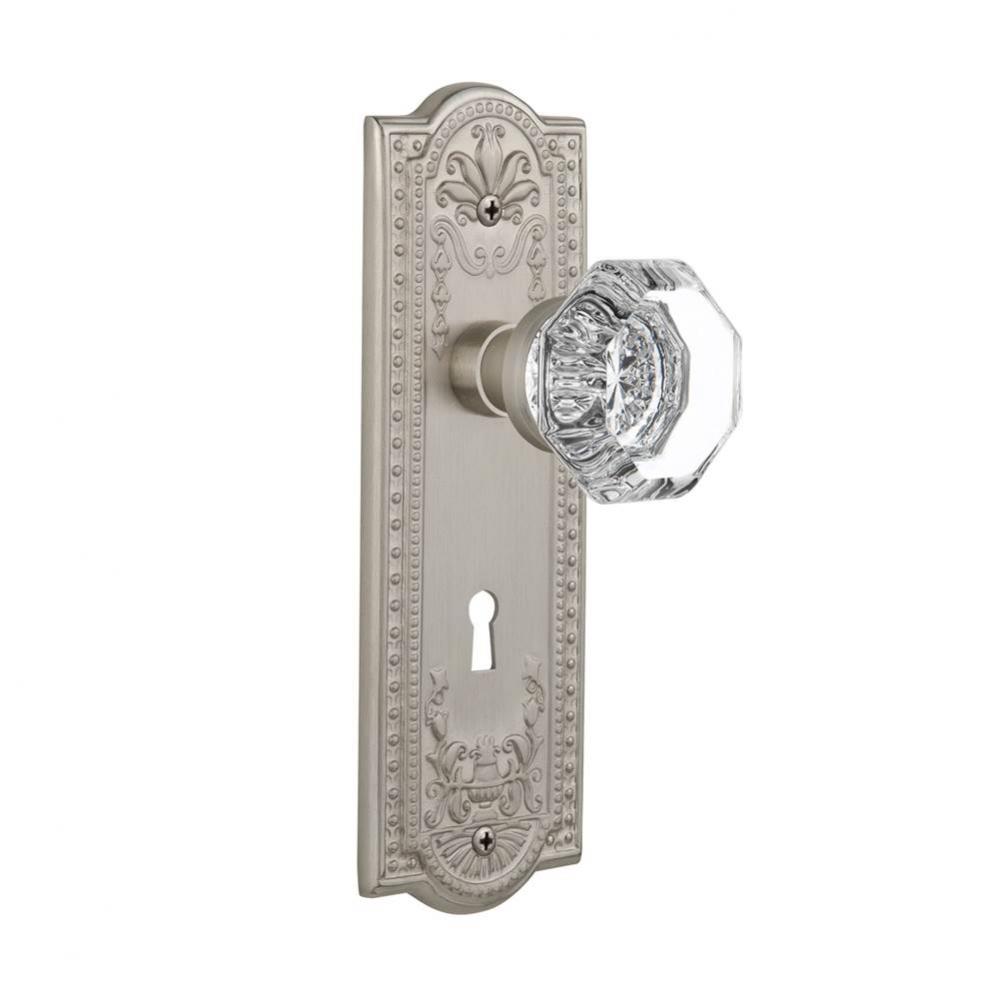 Nostalgic Warehouse Meadows Plate with Keyhole Privacy Waldorf Door Knob in Satin Nickel