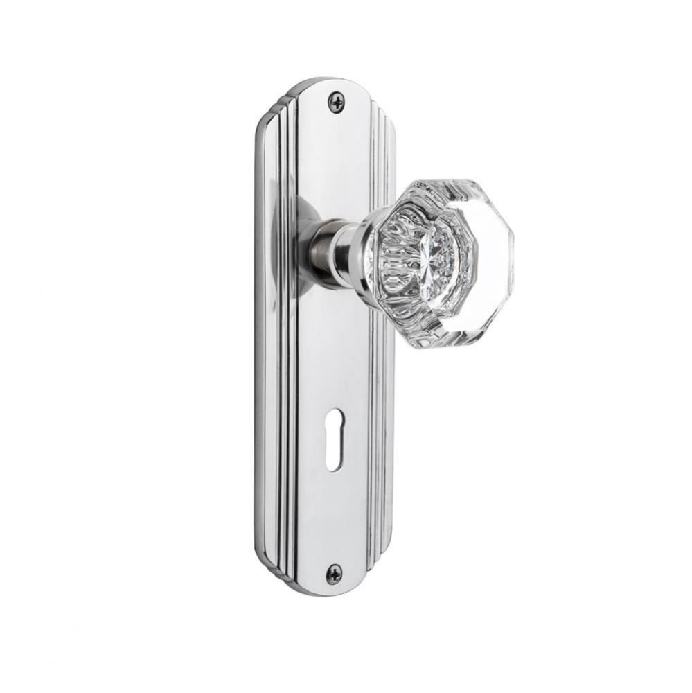 Nostalgic Warehouse Deco Plate with Keyhole Privacy Waldorf Door Knob in Bright Chrome
