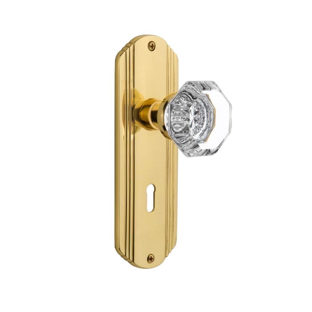 Nostalgic Warehouse Deco Plate with Keyhole Passage Waldorf Door Knob in Polished Brass