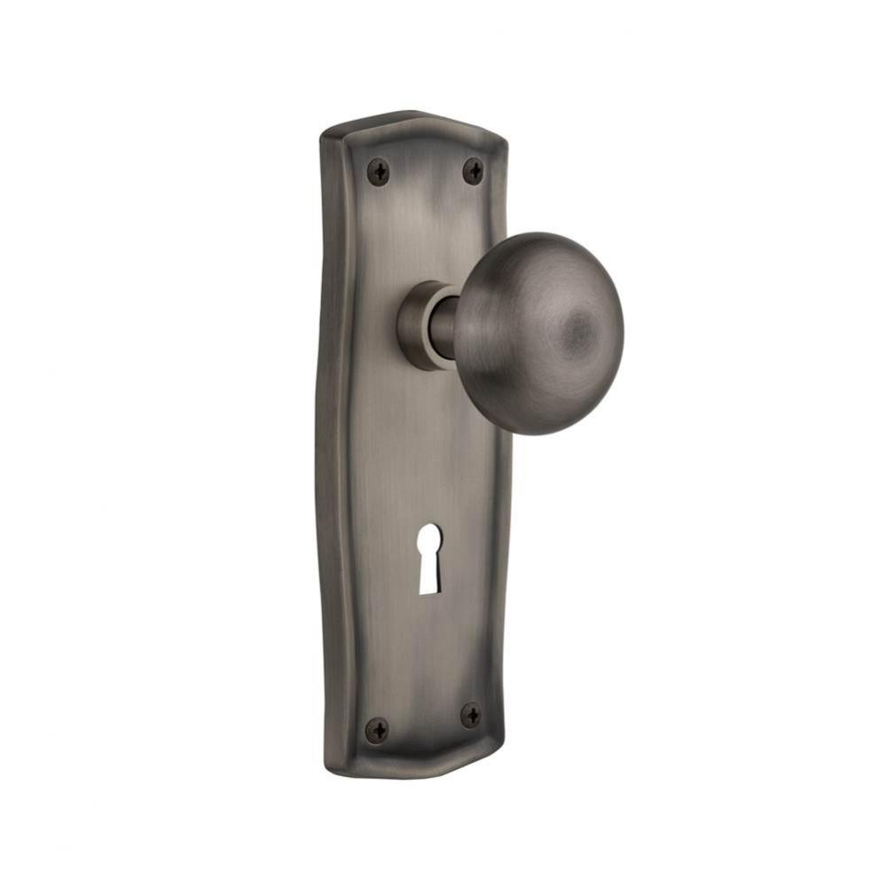 Nostalgic Warehouse Prairie Plate with Keyhole Privacy New York Door Knob in Antique Pewter