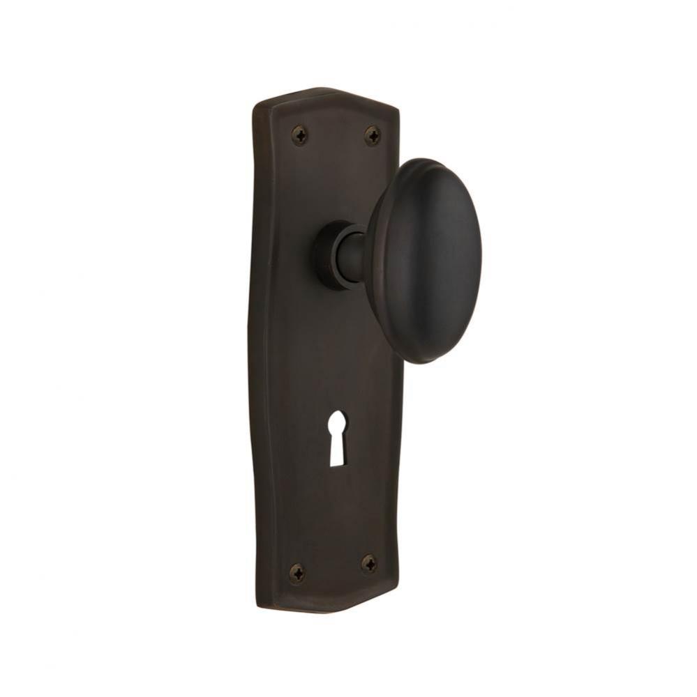 Nostalgic Warehouse Prairie Plate with Keyhole Privacy Homestead Door Knob in Oil-Rubbed Bronze