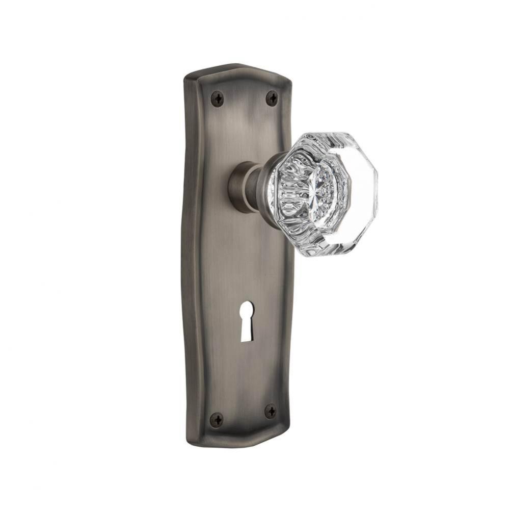 Nostalgic Warehouse Prairie Plate with Keyhole Privacy Waldorf Door Knob in Antique Pewter