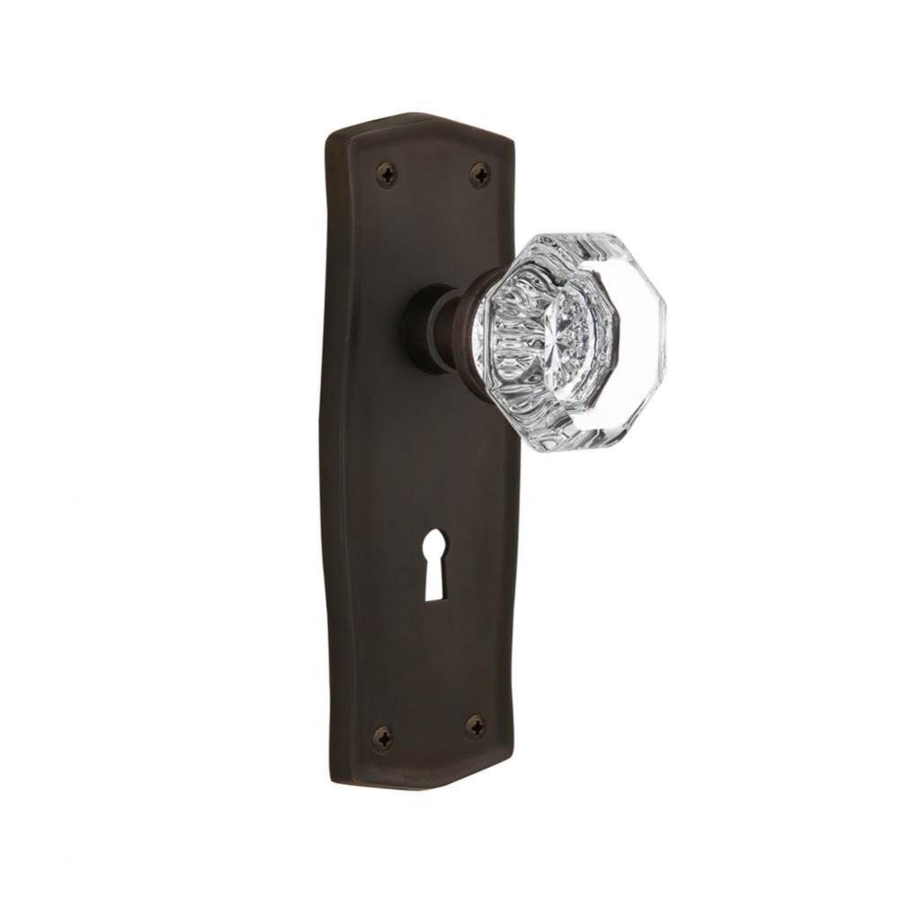 Nostalgic Warehouse Prairie Plate with Keyhole Privacy Waldorf Door Knob in Oil-Rubbed Bronze