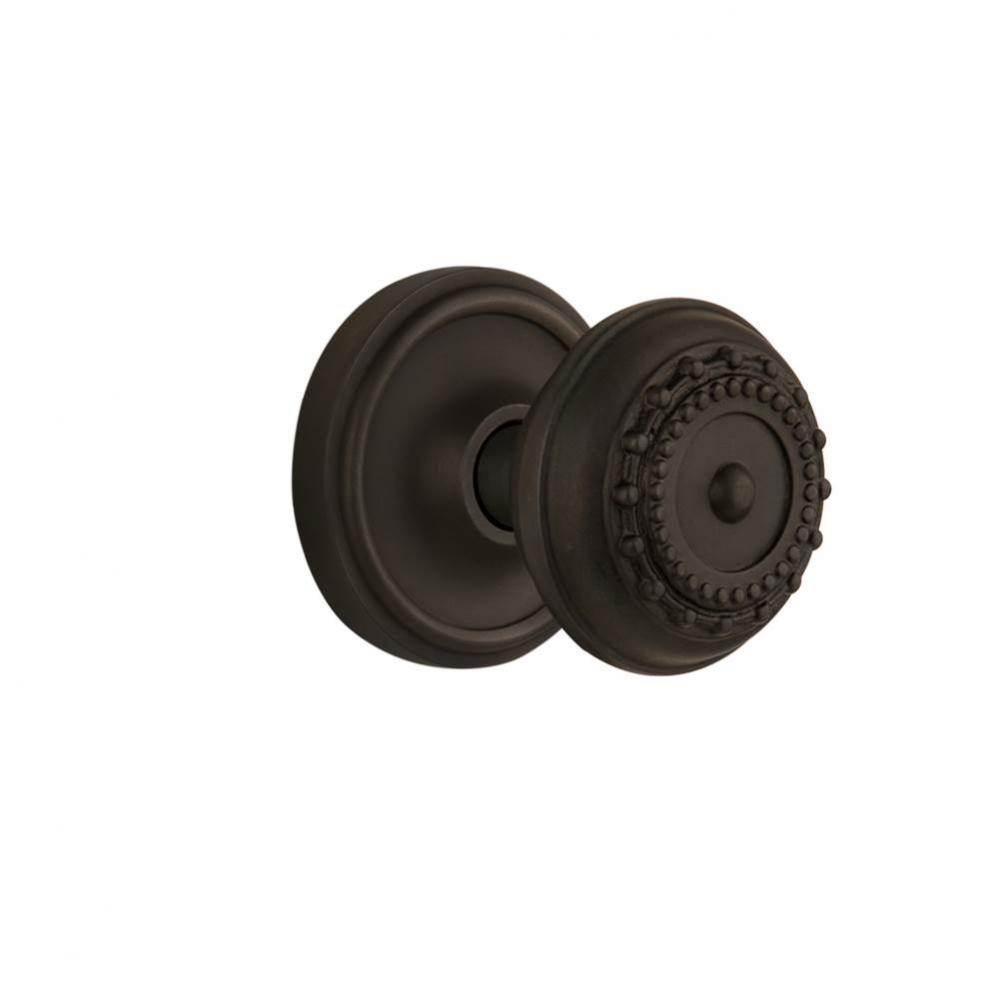 Nostalgic Warehouse Classic Rosette Passage Meadows Door Knob in Oil-Rubbed Bronze