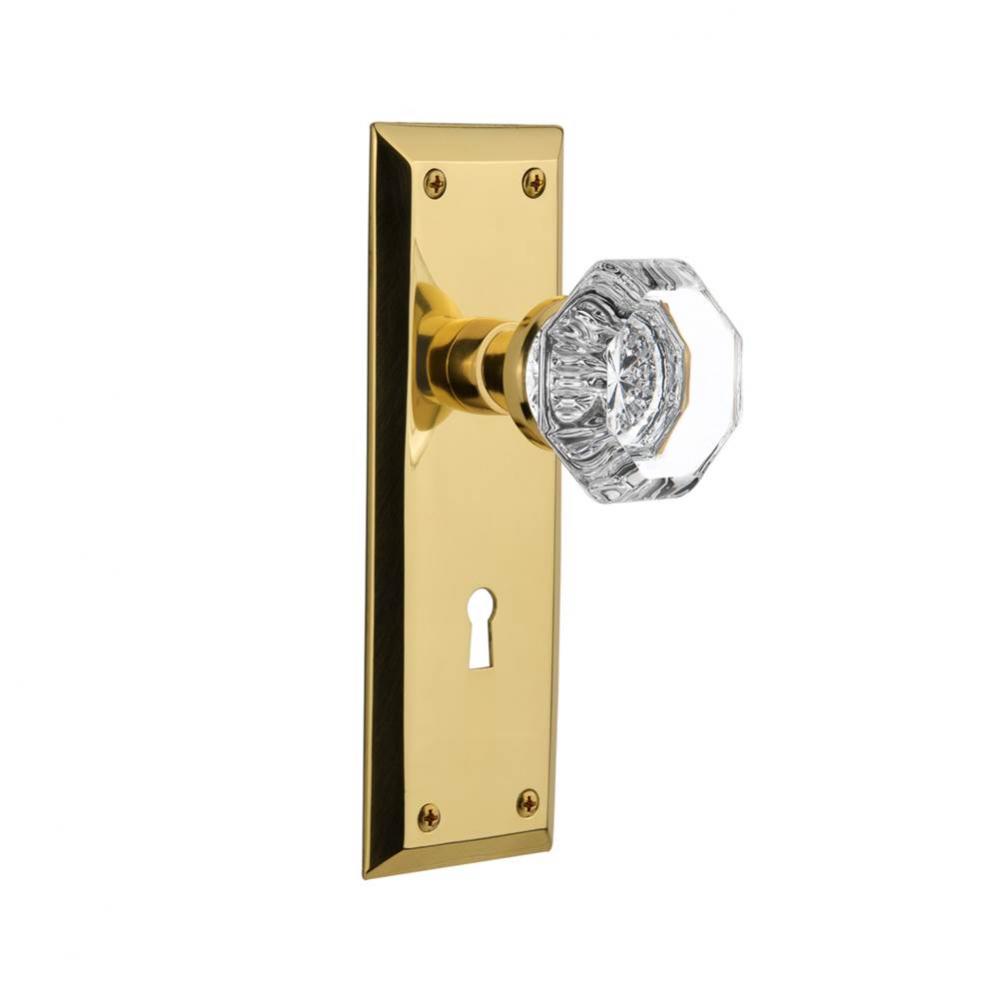 Nostalgic Warehouse New York Plate Interior Mortise Waldorf Door Knob in Polished Brass