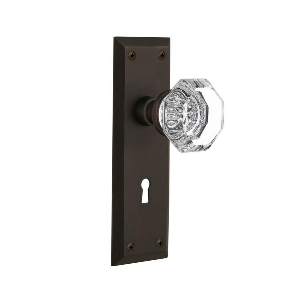 Nostalgic Warehouse New York Plate Interior Mortise Waldorf Door Knob in Oil-Rubbed Bronze