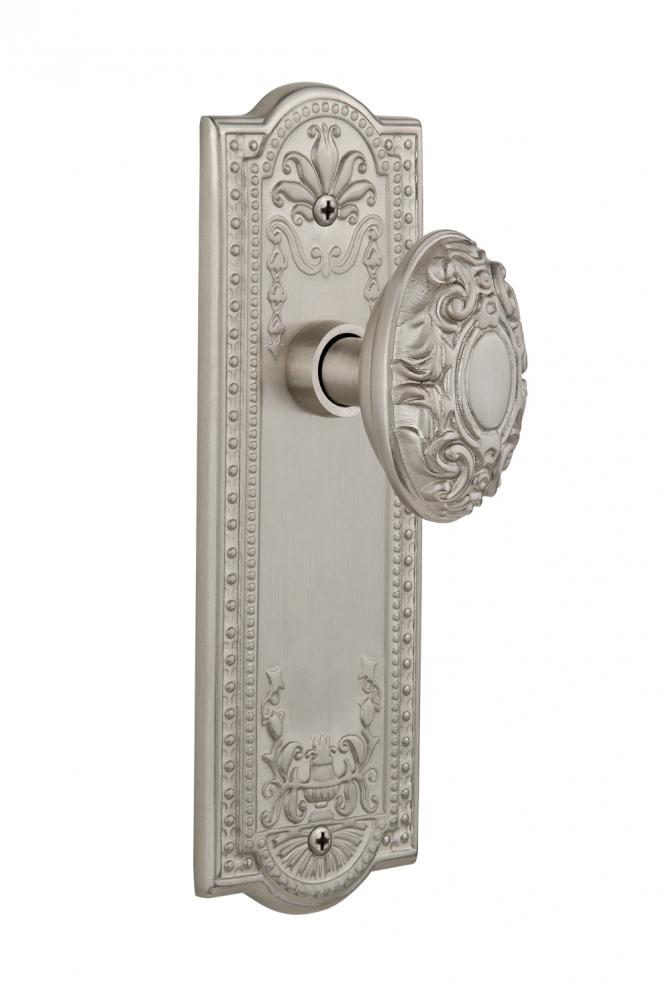 Nostalgic Warehouse Meadows Plate Passage Victorian Door Knob in Satin Nickel