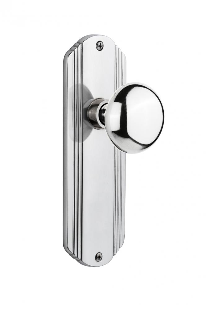 Nostalgic Warehouse Deco Plate Privacy New York Door Knob in Bright Chrome