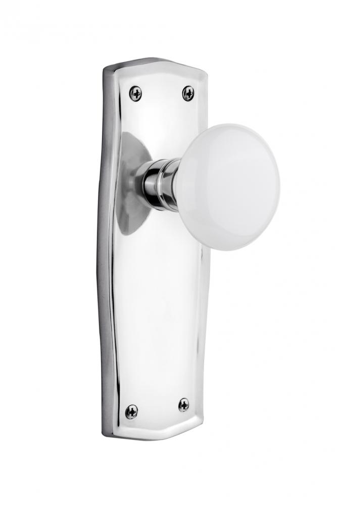 Nostalgic Warehouse Prairie Plate Passage White Porcelain Door Knob in Bright Chrome