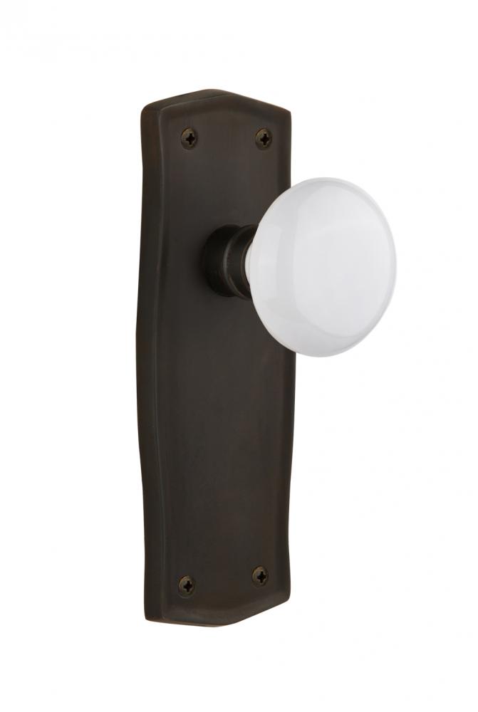 Nostalgic Warehouse Prairie Plate Passage White Porcelain Door Knob in Oil-Rubbed Bronze