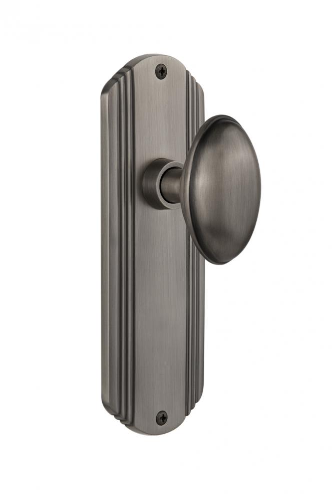 Nostalgic Warehouse Deco Plate Privacy Homestead Door Knob in Antique Pewter