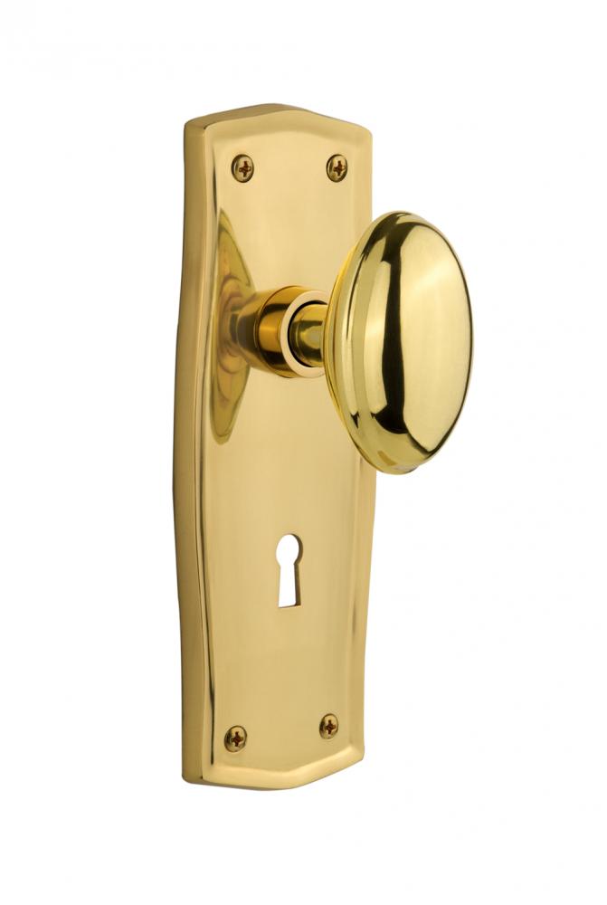 Nostalgic Warehouse Prairie Plate with Keyhole Passage Homestead Door Knob in Unlacquered Brass