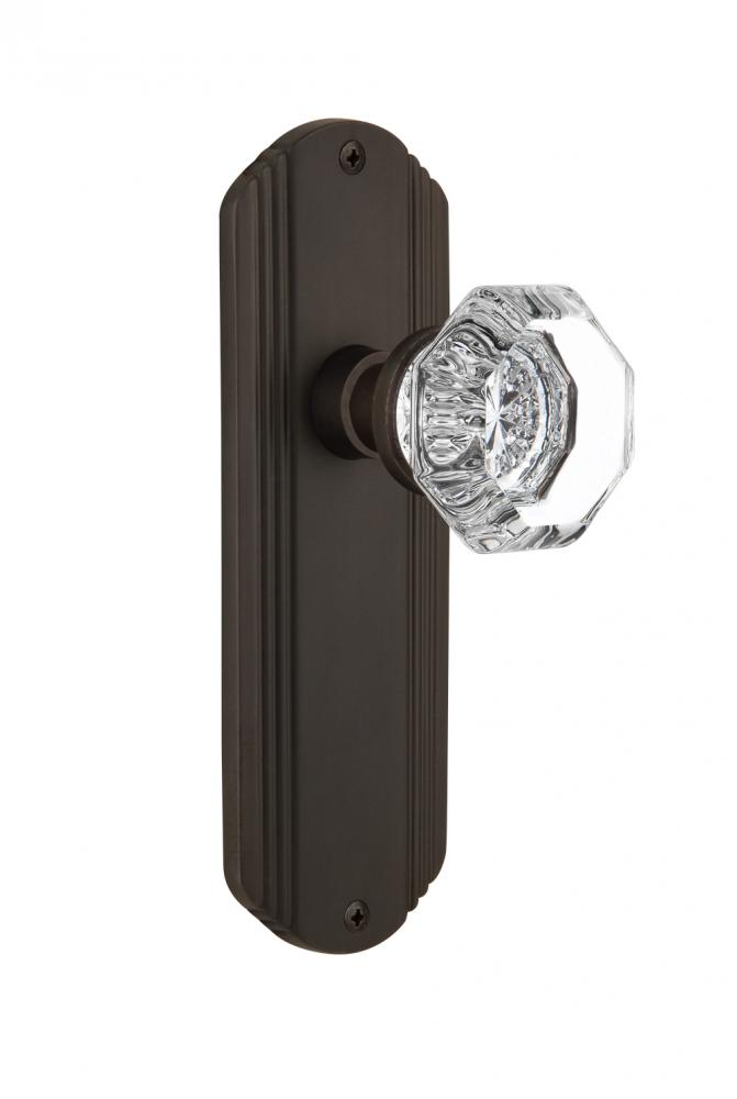 Nostalgic Warehouse Deco Plate Passage Waldorf Door Knob in Oil-Rubbed Bronze