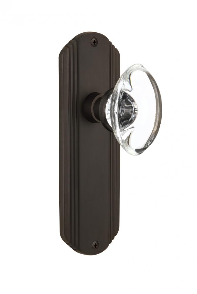 Nostalgic Warehouse Deco Plate Privacy Oval Clear Crystal Glass Door Knob in Oil-Rubbed Bronze