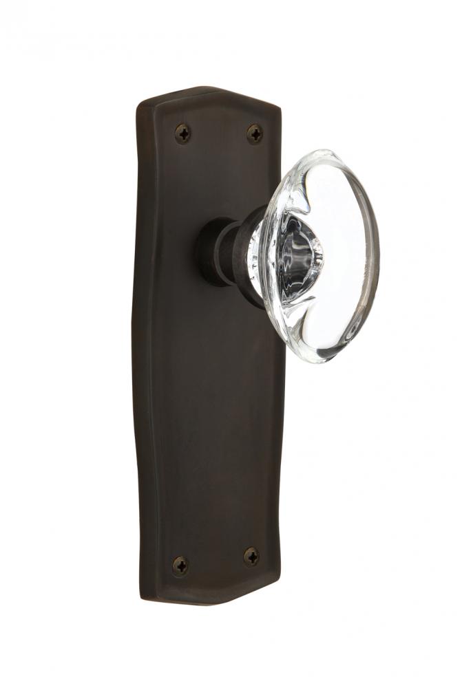 Nostalgic Warehouse Prairie Plate Privacy Oval Clear Crystal Glass Door Knob in Oil-Rubbed Bronze