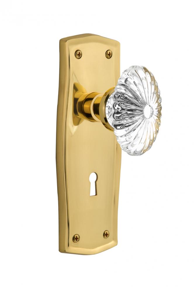 Nostalgic Warehouse Prairie Plate with Keyhole Privacy Oval Fluted Crystal Glass Door Knob in Unla