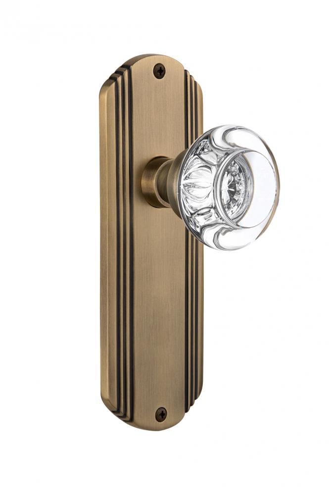 Nostalgic Warehouse Deco Plate with Keyhole Passage Round Clear Crystal Glass Door Knob in Antique