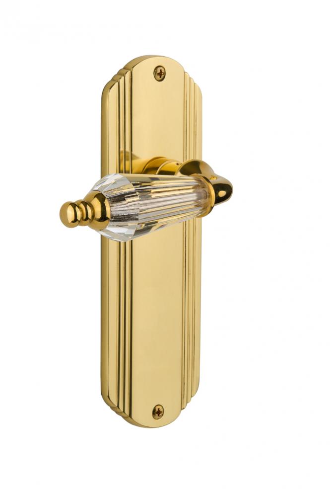 Nostalgic Warehouse Deco Plate Privacy Parlor Lever in Polished Brass
