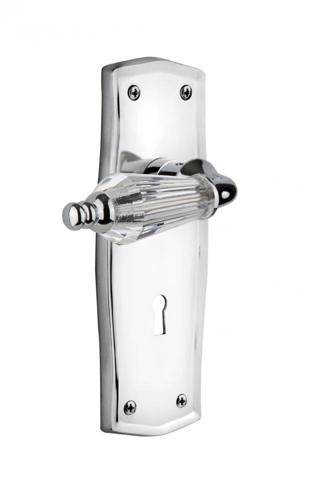 Nostalgic Warehouse Prairie Plate with Keyhole Passage Parlor Lever in Bright Chrome