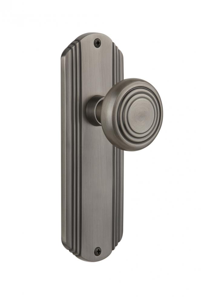 Nostalgic Warehouse Deco Plate Privacy Deco Door Knob in Antique Pewter