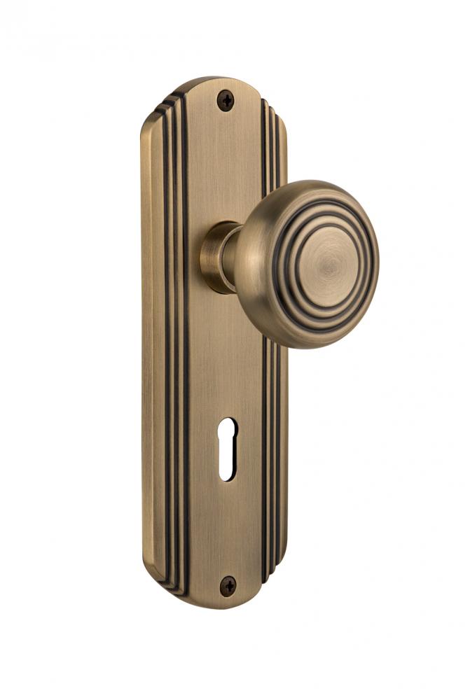 Nostalgic Warehouse Deco Plate with Keyhole Privacy Deco Door Knob in Antique Brass