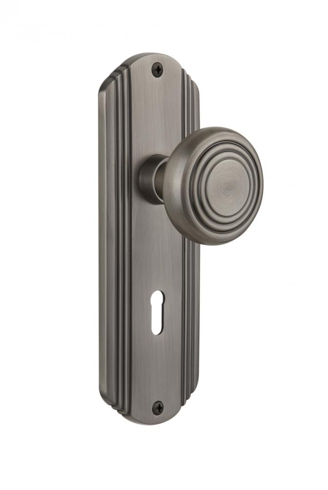 Nostalgic Warehouse Deco Plate with Keyhole Privacy Deco Door Knob in Antique Pewter