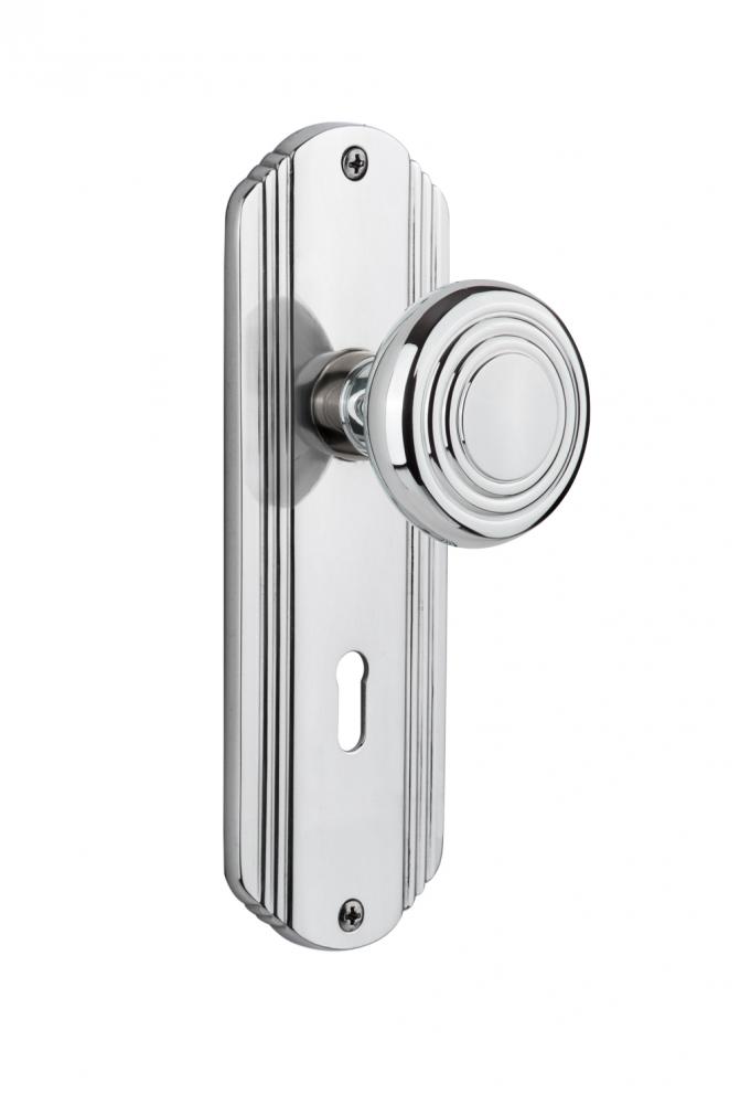 Nostalgic Warehouse Deco Plate with Keyhole Privacy Deco Door Knob in Bright Chrome