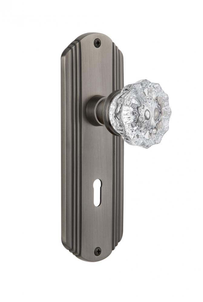 Nostalgic Warehouse Deco Plate with Keyhole Single Dummy Crystal Glass Door Knob in Antique Pewter