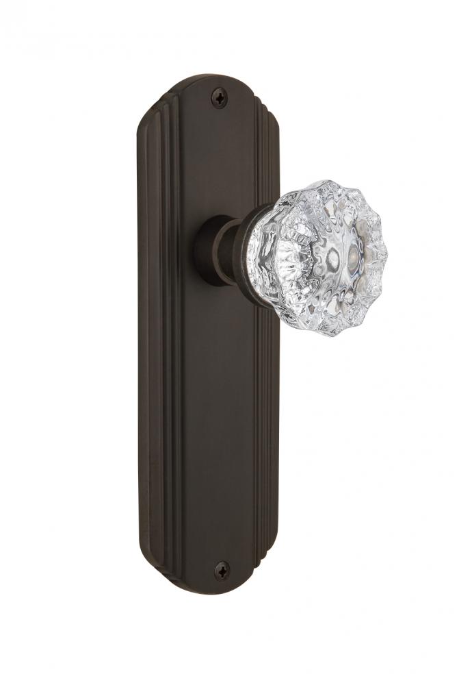 Nostalgic Warehouse Deco Plate Double Dummy Crystal Glass Door Knob in Oil-Rubbed Bronze