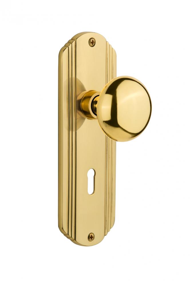 Nostalgic Warehouse Deco Plate with Keyhole Single Dummy New York Door Knob in Unlacquered Brass
