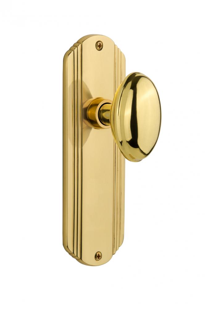 Nostalgic Warehouse Deco Plate Double Dummy Homestead Door Knob in Unlacquered Brass
