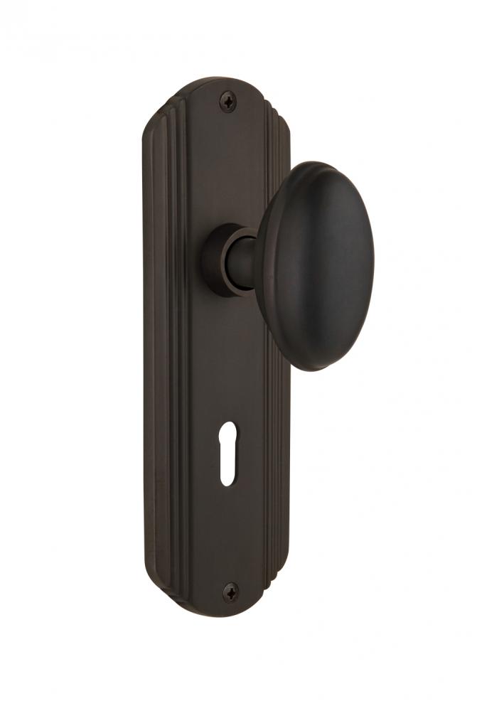 Nostalgic Warehouse Deco Plate Interior Mortise Homestead Door Knob in Oil-Rubbed Bronze