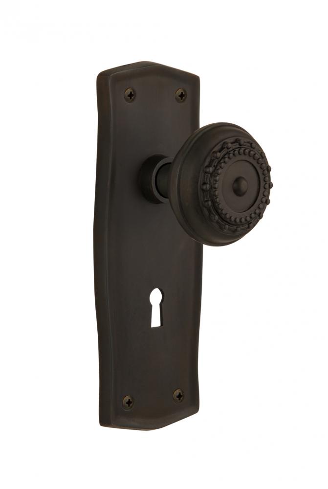 Nostalgic Warehouse Prairie Plate with Keyhole Single Dummy Meadows Door Knob in Oil-Rubbed Bronze