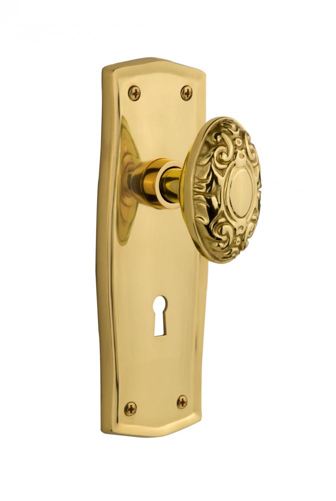 Nostalgic Warehouse Prairie Plate with Keyhole Double Dummy Victorian Door Knob in Polished Brass