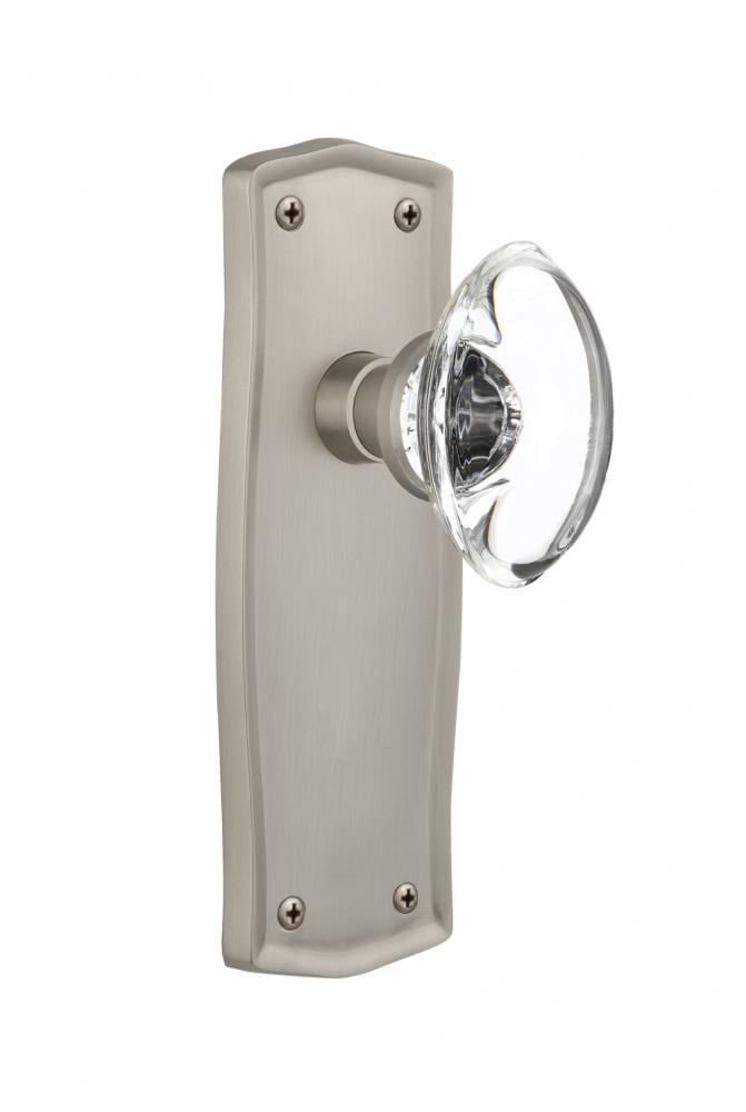 Nostalgic Warehouse Prairie Plate Single Dummy Oval Clear Crystal Glass Door Knob in Satin Nickel