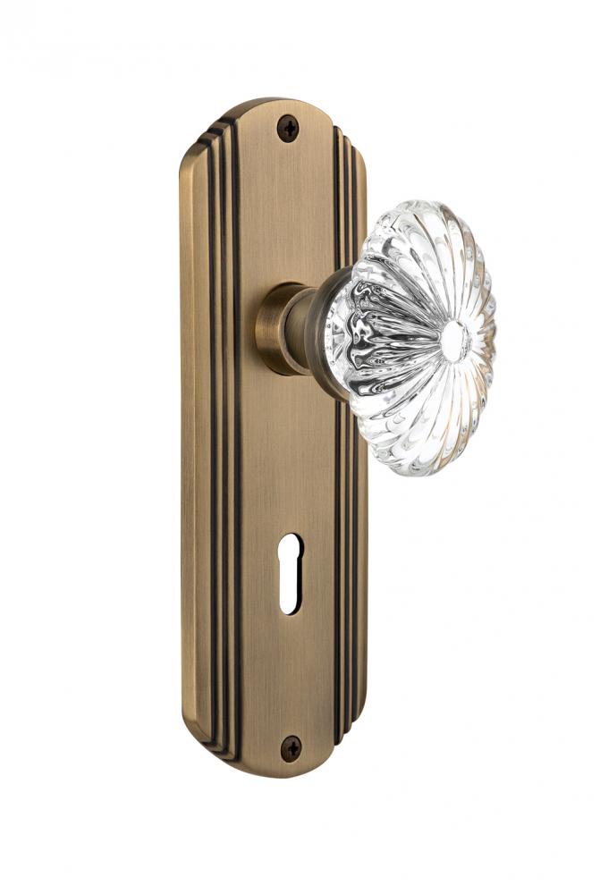 Nostalgic Warehouse Deco Plate with Keyhole Single Dummy Oval Fluted Crystal Glass Door Knob in An