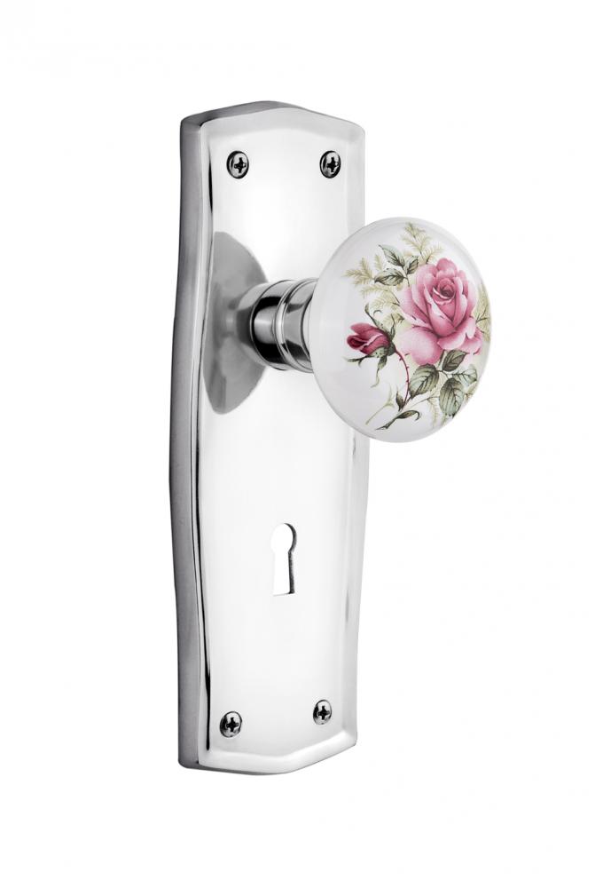 Nostalgic Warehouse Prairie Plate with Keyhole Single Dummy White Rose Porcelain Door Knob in Brig