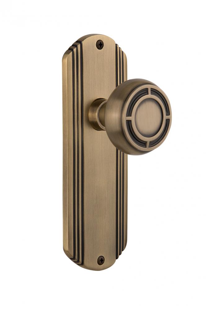 Nostalgic Warehouse Deco Plate Single Dummy Mission Door Knob in Antique Brass