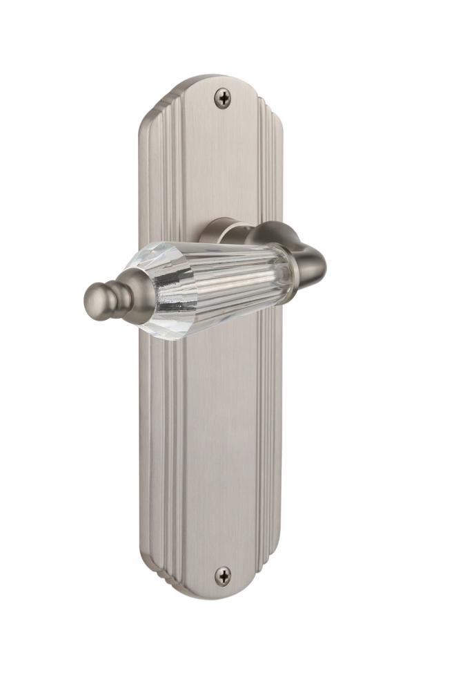Nostalgic Warehouse Deco Plate Single Dummy Parlor Lever in Satin Nickel